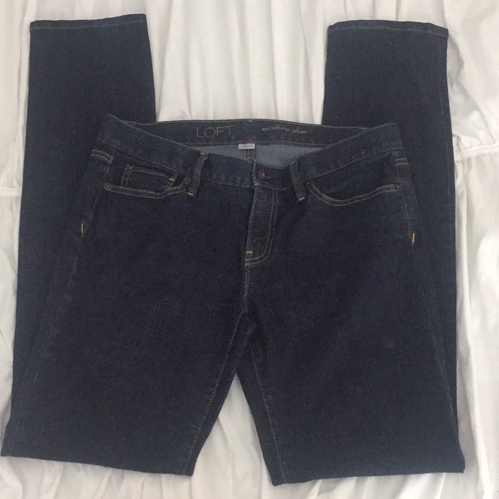 New Loft modern slim dark wash Sz 6L
